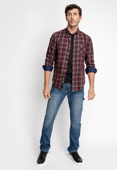 CAMISA CHECKERED UTAH FJ CABERNET - 4