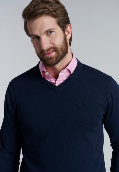 SWEATER V NECK SOLIDO F NAVY - 3