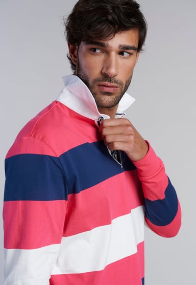 POLERA RUGBY RAYAS NEWARK CORAL - 5