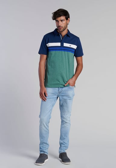 POLERA POLO RAYAS CHICAGO LT GREE MELANGE - 2