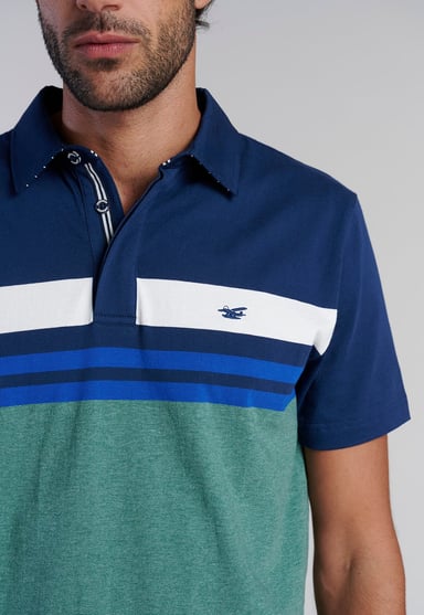 POLERA POLO RAYAS CHICAGO LT GREE MELANGE - 3