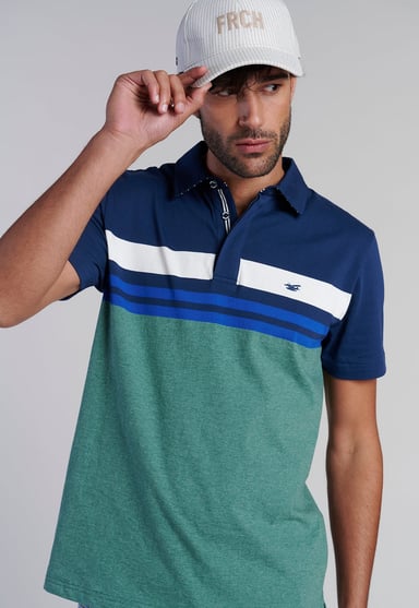 POLERA POLO RAYAS CHICAGO LT GREE MELANGE - 5