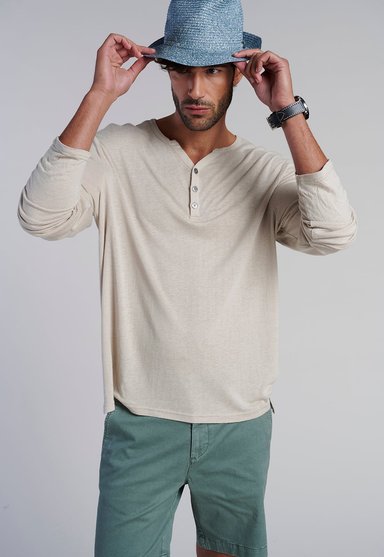POLERA ML HENLEY NEW JERSEY SAND - 5