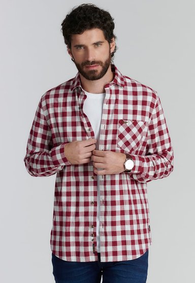 CAMISA ALGODÓN HOMBRE FEROUCH ROJO DENVER FJS BURGUNDY - 1