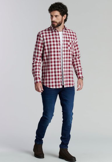 CAMISA ALGODÓN HOMBRE FEROUCH ROJO DENVER FJS BURGUNDY - 2
