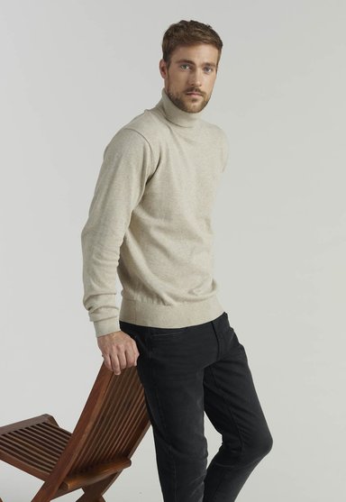 SWEATER ALGODÓN HOMBRE FEROUCH BEIGE TURTLE NECK F SMART CASUAL DK OYSTER - 5