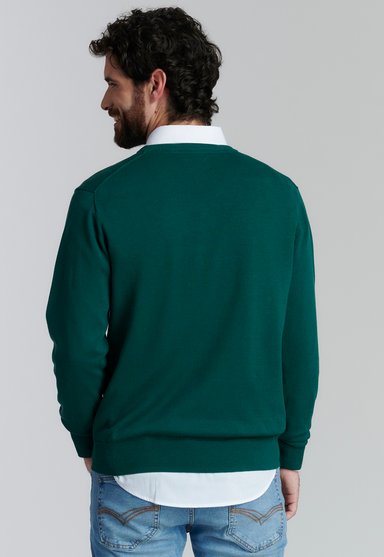 SWEATER ALGODÓN HOMBRE FEROUCH CAFÉ V NECK SOLIDO F SMART CASUAL FOREST - 4