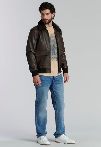 CHAQUETA CUERO HOMBRE FEROUCH CAFÉ WISCONSIN FR BROWN - 2