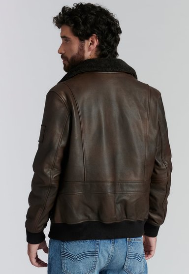 CHAQUETA CUERO HOMBRE FEROUCH CAFÉ WISCONSIN FR BROWN - 4