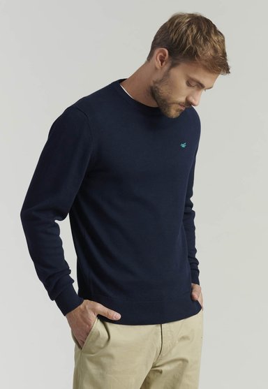 SWEATER ALGODÓN ORGÁNICO HOMBRE FEROUCH AZUL MARINO PARIS FR NAVY - 1