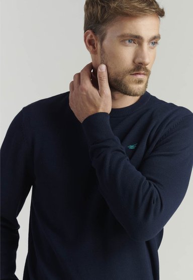SWEATER ALGODÓN ORGÁNICO HOMBRE FEROUCH AZUL MARINO PARIS FR NAVY - 3