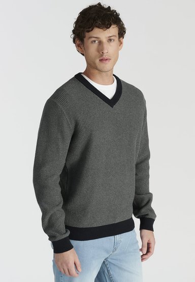 SWEATER ALGODÓN HOMBRE NEW MAN GRIS RIOJA HERITAGE DK GREY - 1