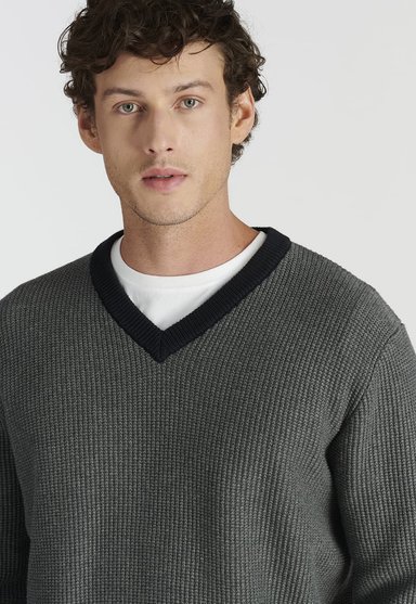 SWEATER ALGODÓN HOMBRE NEW MAN GRIS RIOJA HERITAGE DK GREY - 3