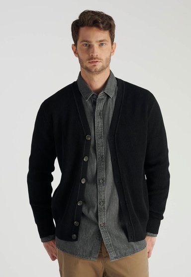 CARDIGAN OVIEDO HERITAGE BLACK - 1