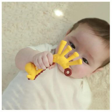 MORDEDOR SILICONA BEBÉ JIRAFA AMARILLO - 3