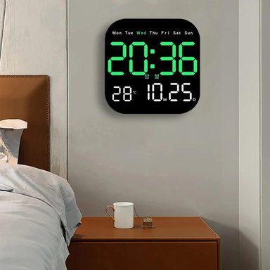 RELOJ DIGITAL DE PARED CUADRADO CON CONTROL REMOTO TAMAÑO M - 3