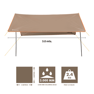 RAIN COVER QUINTAY 3000 MM COLUMNA DE AGUA 3X3 - 4
