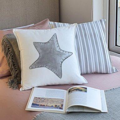 FUNDA COJÍN ESTAMPADO 45X45 ESTRELLA SOLITARIA GRIS - 2