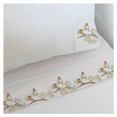 SET SÁBANAS MARGARITA SCHEEL PARA CASA ALVARINHO PAJARITOS BAMBI CUNA BLANCO - 1