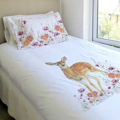 FUNDA PLUMÓN 2 PLAZAS KIDS BAMBI FLORCITAS - 1