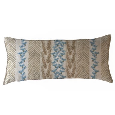 FUNDA COJÍN MARGARITA SCHEEL PARA CASA ALVARINHO MARISA ESPIGAS Y FLOR XL 90 X 40 CM AZUL - 1