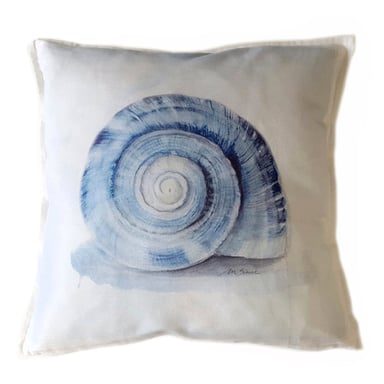FUNDA COJÍN MARGARITA SCHEEL PARA CASA ALVARINHO ALGODÓN CARACOL 45 X 45 CM AZUL - 1