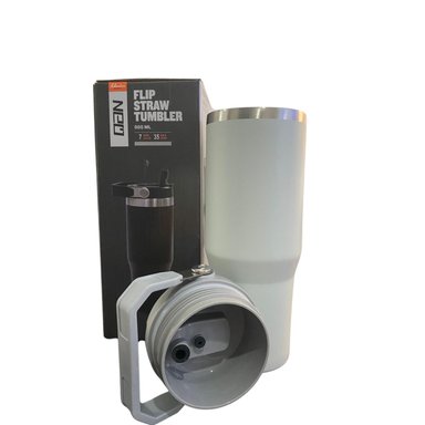 BOTELLA TERMICO FLIP STRAW TUMBLER 900 ML GRIS CLARO - 4