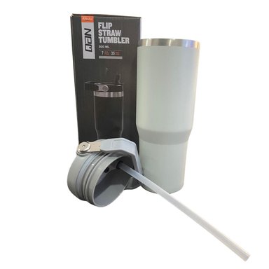 BOTELLA TERMICO FLIP STRAW TUMBLER 900 ML GRIS CLARO - 5