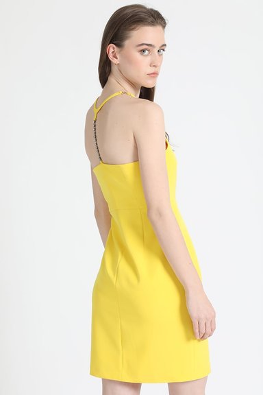 VESTIDO MUJER LIOLA AMARILLO STRASS HALTER - 4