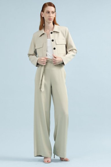 PANTALON ANCHO ALGODÓN MUJER LIOLA BEIGE TIRO ALTO - 6
