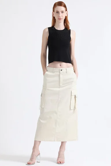 FALDA CARGO ALGODÓN MUJER LIOLA CRUDO GABARDINA - 1