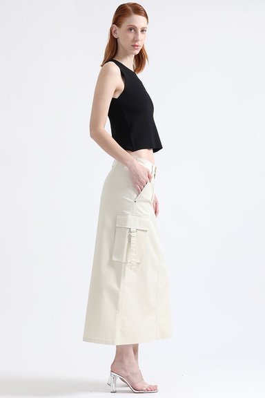 FALDA CARGO ALGODÓN MUJER LIOLA CRUDO GABARDINA - 2