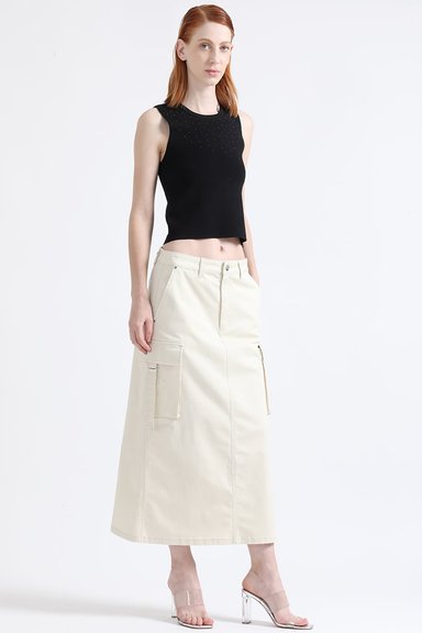 FALDA CARGO ALGODÓN MUJER LIOLA CRUDO GABARDINA - 3