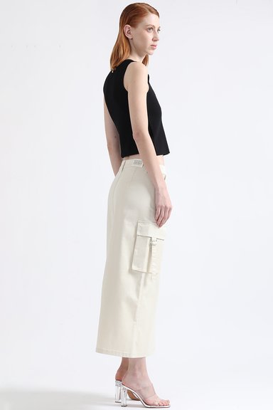 FALDA CARGO ALGODÓN MUJER LIOLA CRUDO GABARDINA - 5