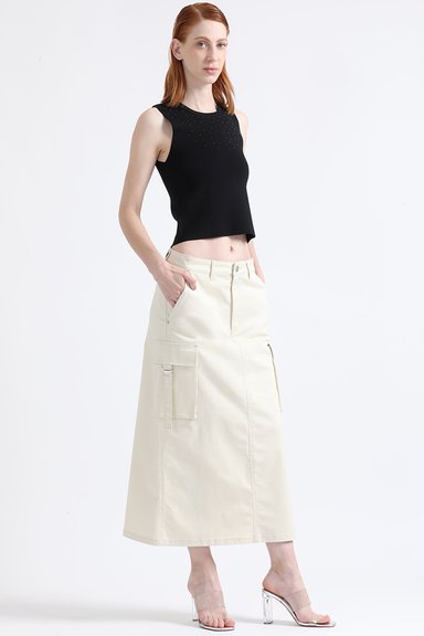 FALDA CARGO ALGODÓN MUJER LIOLA CRUDO GABARDINA - 6