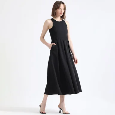 VESTIDO MAXI MUJER LIOLA NEGRO FALDON PLIEGUES - 2