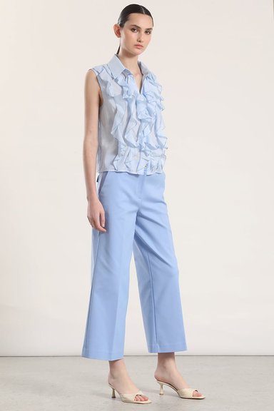 PANTALON ANCHO CROPPED LIOLA MUJER CELESTE - 6