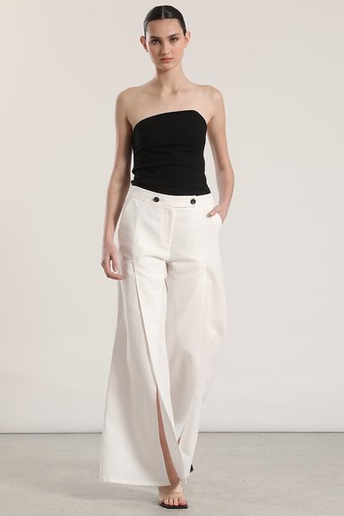 PANTALON ANCHO LINO ABERTURA LIOLA MUJER CRUDO - 1