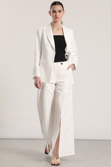 PANTALON ANCHO LINO ABERTURA LIOLA MUJER CRUDO - 2