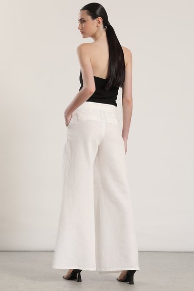 PANTALON ANCHO LINO ABERTURA LIOLA MUJER CRUDO - 5