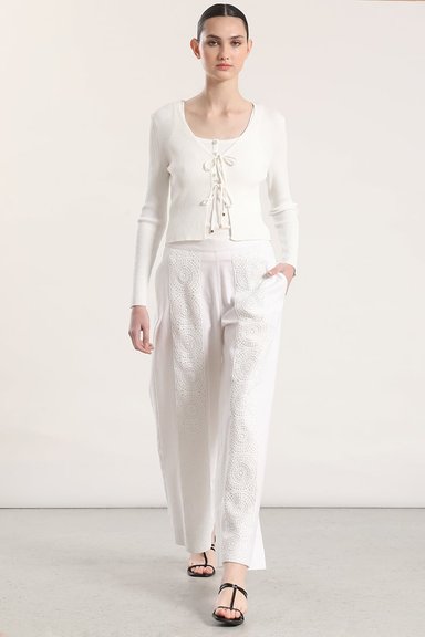 PANTALON ANCHO LINO MUJER LIOLA CRUDO - 1