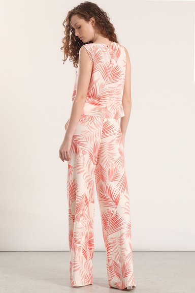 PANTALON ANCHO LINO ESTAMPADO LIOLA MUJER NARANJO - 6