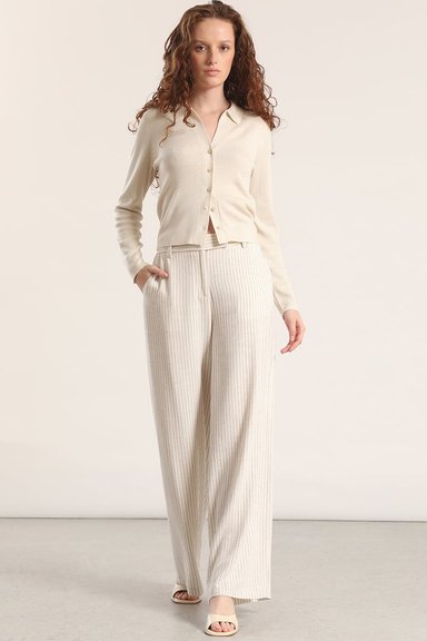 PANTALON ANCHO LINO LIOLA MUJER BEIGE - 1