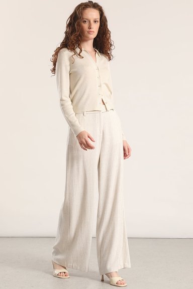 PANTALON ANCHO LINO LIOLA MUJER BEIGE - 3
