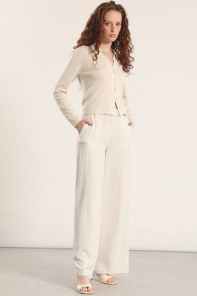 PANTALON ANCHO LINO LIOLA MUJER BEIGE - 5