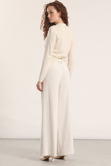 PANTALON ANCHO LINO LIOLA MUJER BEIGE - 6