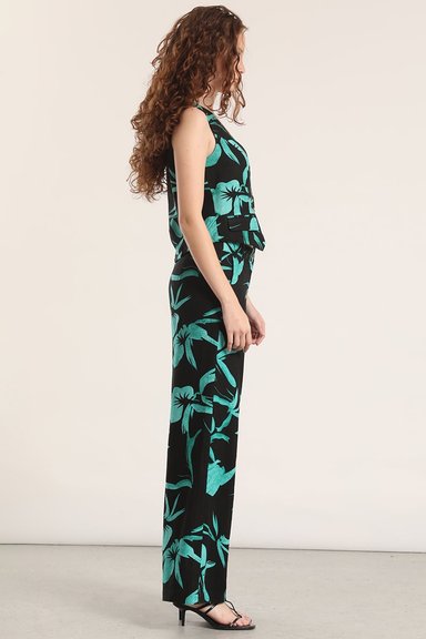 PANTALON ANCHO LINO ESTAMPADO LIOLA MUJER NEGRO - 3
