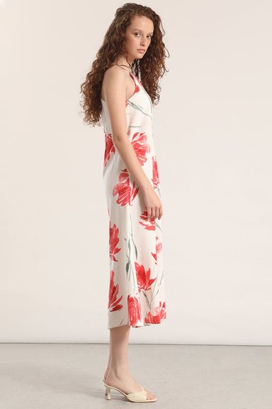 VESTIDO MIDI LINO ESTAMPADO LIOLA MUJERROJO - 5
