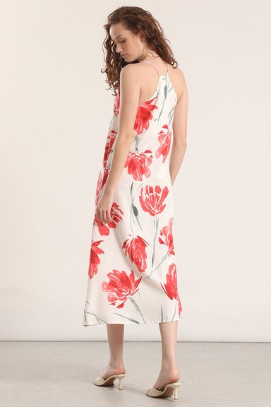 VESTIDO MIDI LINO ESTAMPADO LIOLA MUJERROJO - 6