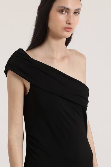 VESTIDO MAXI UN HOMBRO LIOLA MUJER NEGRO - 4